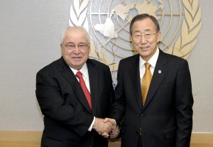 Secretary-General Ban Ki-moon (right) meets with Samir Sanbar, former UN Under-Secretary-General for Communications and Public Information. 06 January 2011UN New York (UN photo)