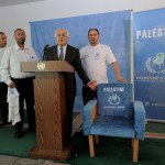 Palestinian ambassador Riyad Mansour with the chair ready for UN