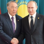Russian President Vladimir Putin (R) and President of Kazakhstan Nursultan Nazarbayev Photo creidit Aleksey Nikolskyi / RIA Novosti (for education only not for commercial purpose)