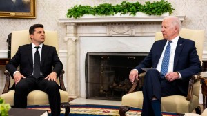 Ukrainian President Volodymyr Zelensky meets with U.S. President Joe Biden in the Oval Office at  the White House on September 01, 2021 in Washington (Courtesy photo for education only)