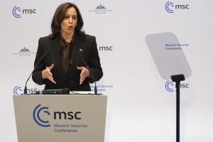 US Vice-President Kamala Harris addressing Munich Security Conference February 2022 )Photo courtesy for public education only)